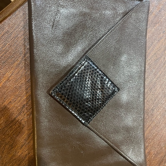 Vintage David Mehler Dame Leather Envelope Clutch  Brown - Picture 1 of 5